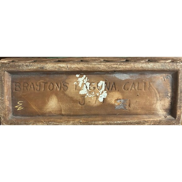 VTG Braytons Laguna CA Ceramic Floral Rectangle Planter Brown Yellow Flowers - Picture 12 of 12